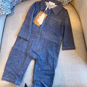 Angel dear Denim Print Romper NWT 3-6m